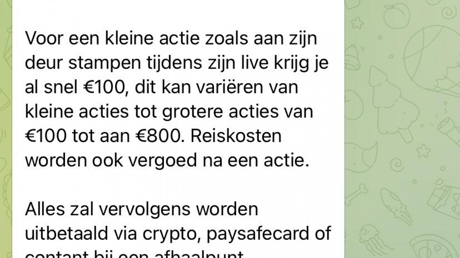 Screenshots Telegramgroep Looijkartel